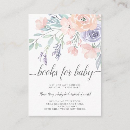 Blush Lavender Watercolor Floral Baby Book Request Enclosure Card
