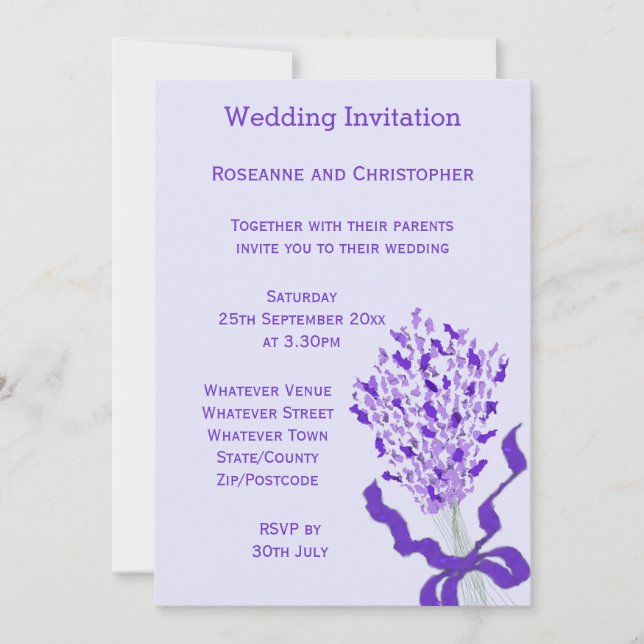 Blush Lavender Wedding Invitation (Front)