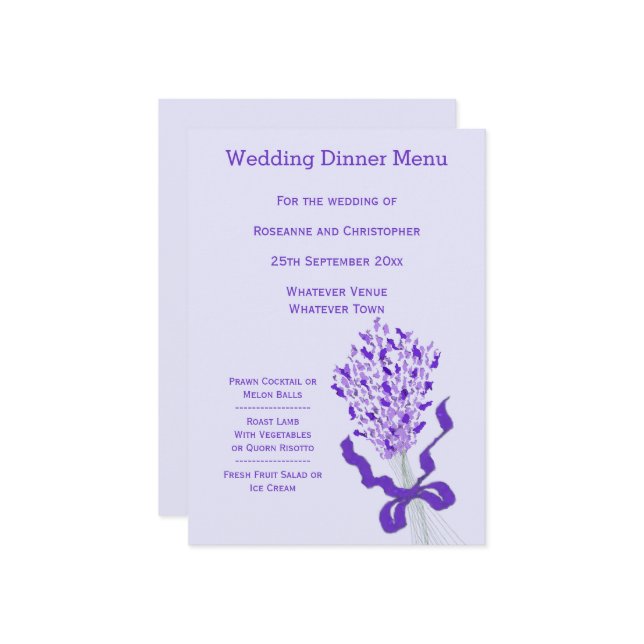 Blush Lavender Wedding Menu (Front/Back In Situ)