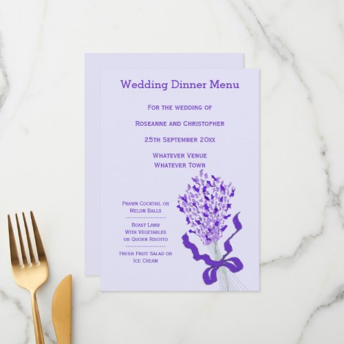 Blush Lavender Wedding Menu