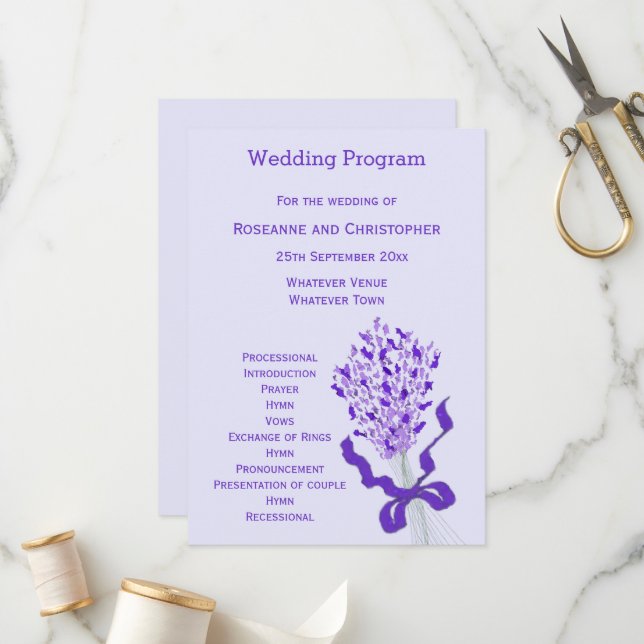 Blush Lavender Wedding Program (Front/Back In Situ)