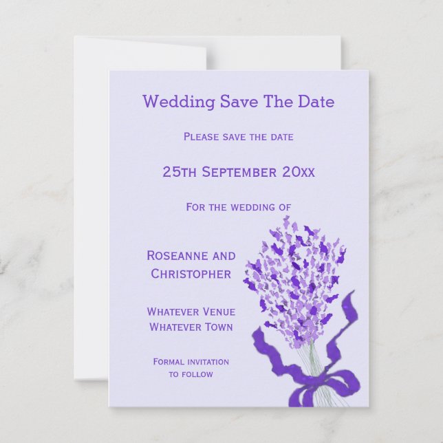 Blush Lavender Wedding Save The Date (Front)