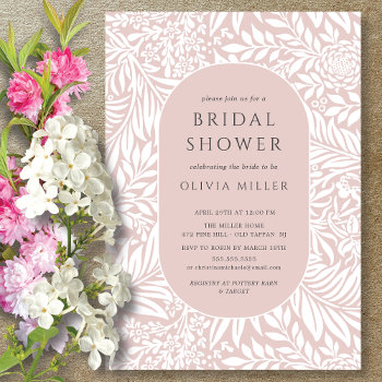 Blush Leaf Floral Bridal Shower Invitation by invitationstop at Zazzle