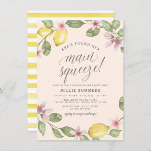 Blush Lemon Wreath Main Squeeze Bridal Shower Invitation