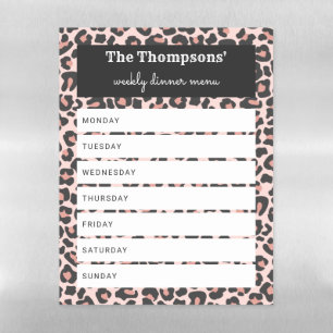 Blush Leopard Spot Pattern Family Dinner Menu Magnetic Dry Erase Sheet