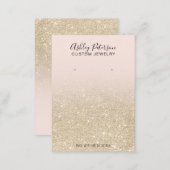 Blush light gold glitter jewelry earring display business card (Front/Back)