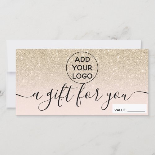 Blush light gold glitter logo gift certificate