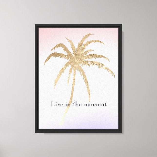 Blush Lilac Gold Tropical Palm Tree Canvas Print (Front)
