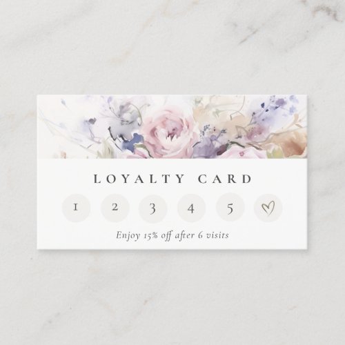 Blush Lilac Rose Floral Bunch 6 Punch Loyalty Business Card