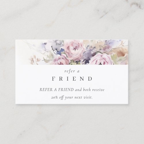 Blush Lilac Rose Floral Bunch Refer A Friend  Business Card