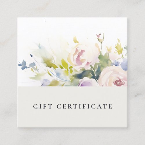 Blush Lilac Watercolor Rose Flora Gift Certificate
