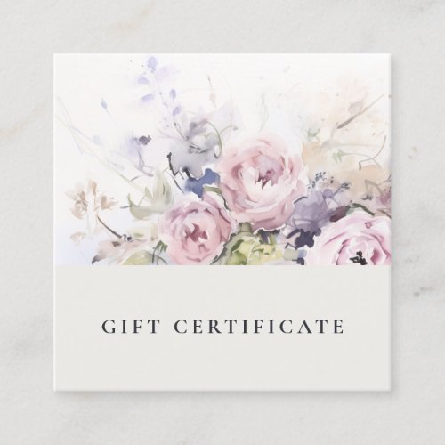 Blush Lilac Watercolor Rose Flora Gift Certificate
