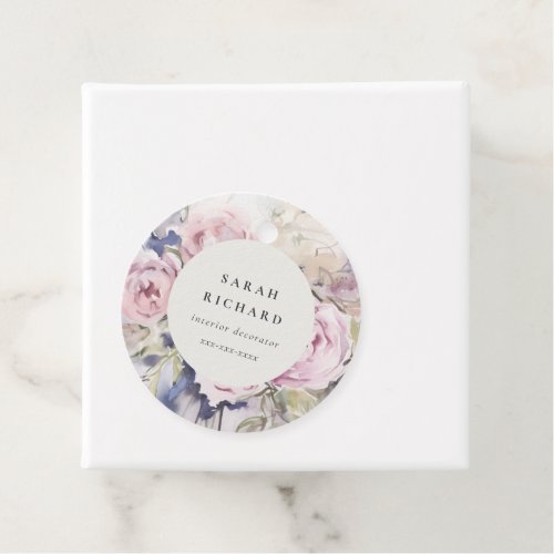 Blush Lilac Watercolor Rose Floral Bunch Business Favor Tags
