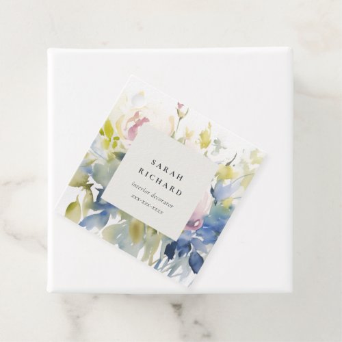 Blush Lilac Watercolor Rose Floral Bunch Business Favor Tags