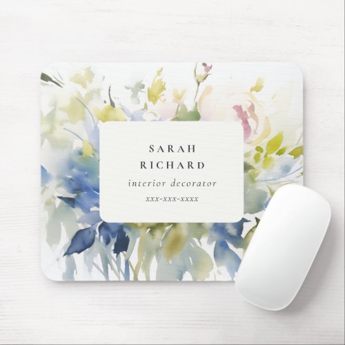 Blush Lilac Watercolor Rose Floral Bunch Business Mouse Pad