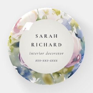 Blush Lilac Watercolor Rose Floral Bunch Business Paperweight
