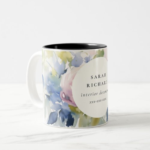 Blush Lilac Watercolor Rose Floral Bunch Business Two_Tone Coffee Mug