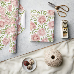 Blush Lilac Watercolor Roses Wrapping Paper