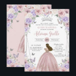 Blush Lilac White Floral Dress Quinceañera XV 16 Invitation<br><div class="desc">Personalize this elegant floral Quinceañera / Sweet 16 birthday invitation easily and quickly. Simply click the Edit Using Design Tools button to further edit the texts, change fonts and fonts colors. Featuring soft watercolor purple lilac, blush pink, white flowers, a girl in a blush ball gown and butterflies. All text...</div>