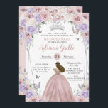 Blush Lilac White Floral Dress Quinceañera XV 16 Invitation<br><div class="desc">Personalize this elegant floral Quinceañera / Sweet 16 birthday invitation easily and quickly. Simply click the Edit Using Design Tools button to further edit the texts, change fonts and fonts colors. Featuring soft watercolor purple lilac, blush pink, white flowers, a girl in a blush ball gown and butterflies. All text...</div>