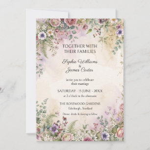 Blush Lilac Woodland Floral Wedding Invitation