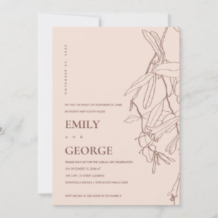BLUSH LINE DRAWING FLORAL WE TIED THE KNOT INVITE