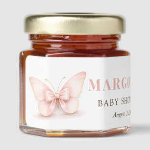 Blush Little Butterfly Bow Girl Baby Shower Favor Honey Jar Favors