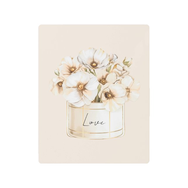 Blush Love Pretty White Flowers Metal Print (Front)