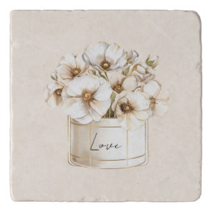 Blush Love Pretty White Flowers Trivet