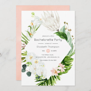 Blush Lush Paradise Tropical Floral Bachelorette Invitation