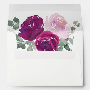 Blush Magenta Floral Over Ivory Envelope