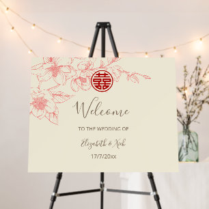  Blush Magnolia Chinese Wedding Welcome Foam Board