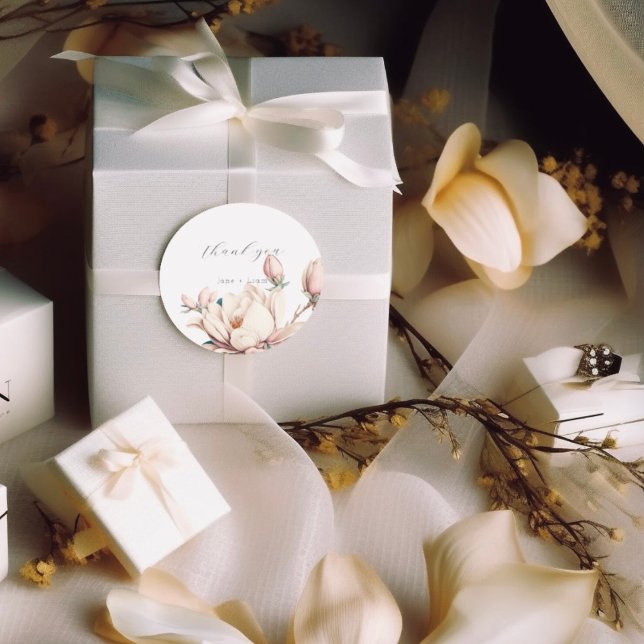 blush magnolia  classic round sticker (Creator Uploaded)