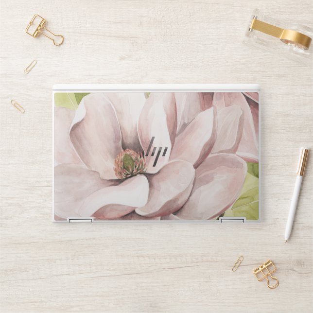 Blush Magnolia Flowers HP Laptop Skin (Desk)