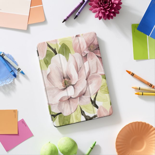 Blush Magnolia Flowers iPad Pro Cover (Desk)