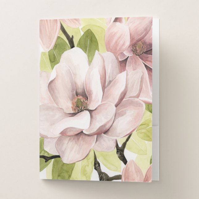 Blush Magnolia Flowers Pocket Folder (Front)