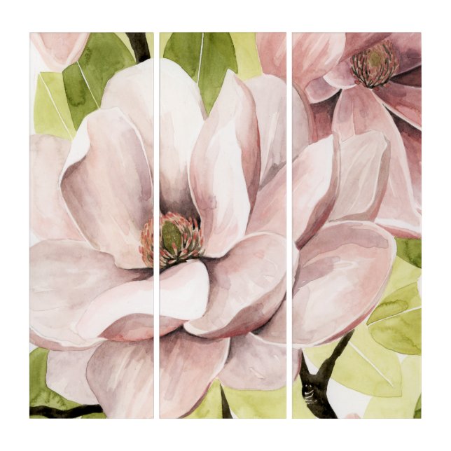 Blush Magnolia Flowers Triptych (Front)