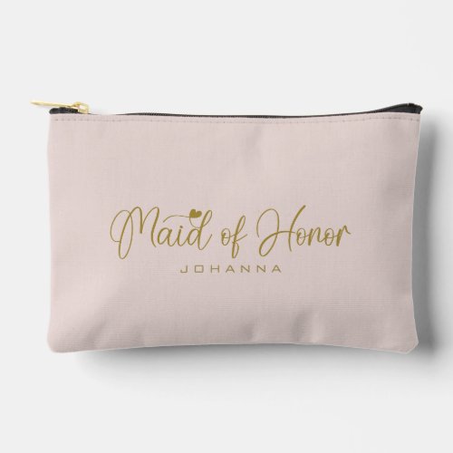 Blush Maid of Honor Script Name Cosmetic Gift Accessory Pouch