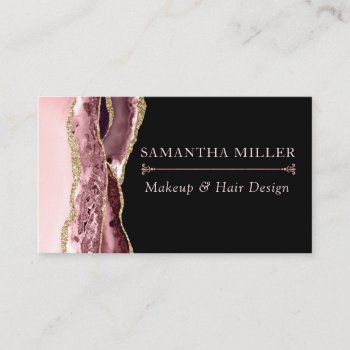 Blush Marble Agate Make Up Artist Hair Salon Business Card by TiffsSweetDesigns at Zazzle