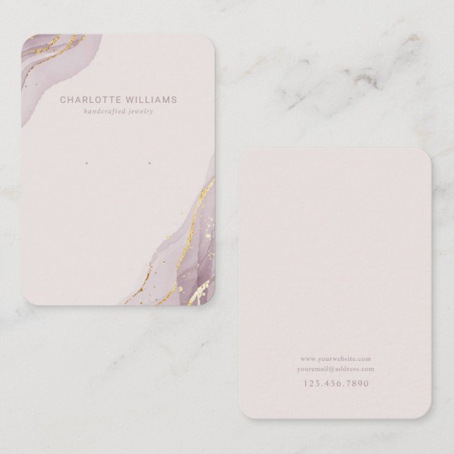 Blush Marble and Gold Jewelry Display Card (Front/Back)