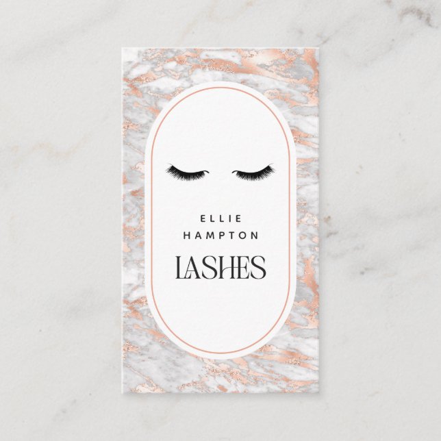 Blush Marble Arch Lashes Beauty Customizable Business Card (Front)