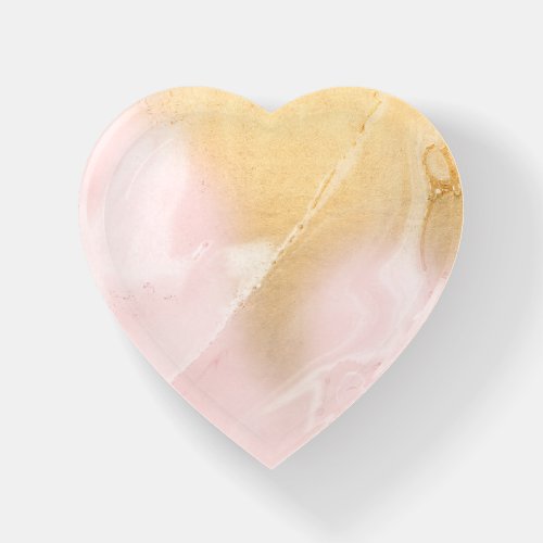 Blush Marble Faux Gold Heart Paperweight