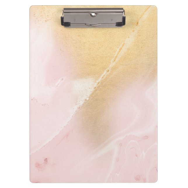 Blush Marble Faux Gold Office Clipboard (Front)
