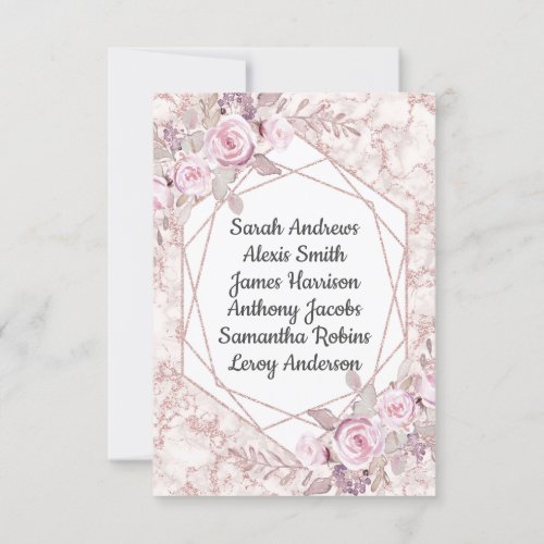 Blush Marble Geometric Floral Reception Seating Invitation