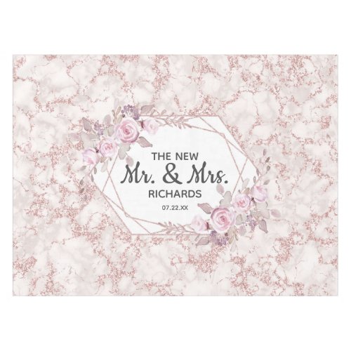 Blush Marble Geometric Frame Wedding Monogram