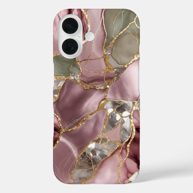 Blush Marble Phone Case Gold Neutral Luxury (Back)