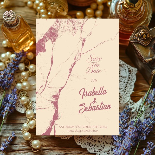 Blush Marble Save the Date Wedding Card (Creator Uploaded)