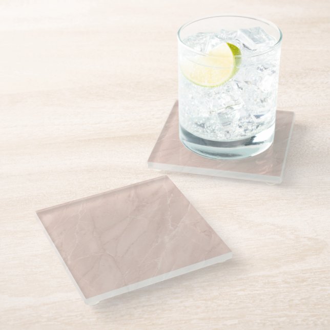 Blush Marble Soft Elegant Modern Aesthetic Style Glass Coaster (Angled)