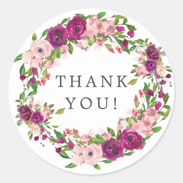 Blush Marsala Bridal Shower Thank You Favor Classic Round Sticker | Zazzle
