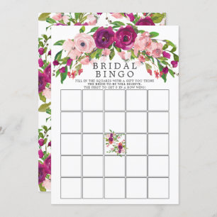 Blush Marsala Floral Bridal Shower Bingo Game Invitation